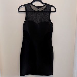 Forever 21 | Black Mock Neck Mesh Bodycon Dress L